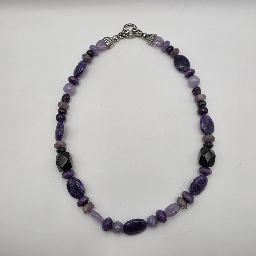 Carolyn Pollack Sterling Silver Purple Charoite Amethyst Bead Southwest Necklace